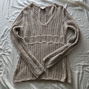 🤍Ann Taylor Loft Beige Cream Knited V-neck Sweater